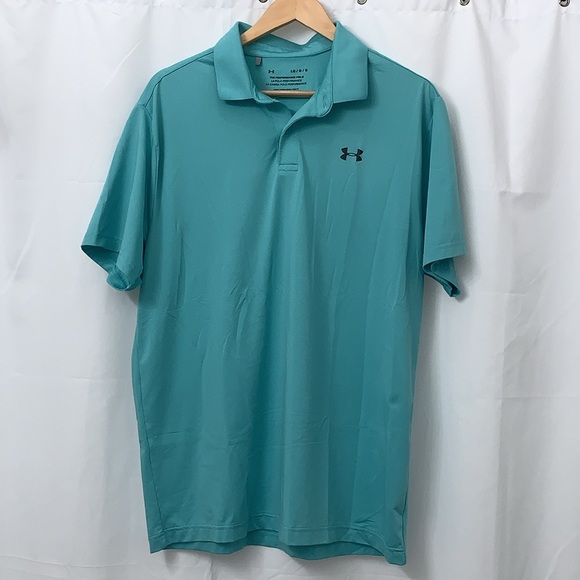 Men’s Under Armour Blue The Performance HeatGear Polo Size Large EUC - Picture 2 of 7